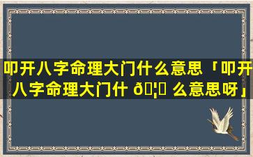 叩开八字命理大门什么意思「叩开八字命理大门什 🦅 么意思呀」